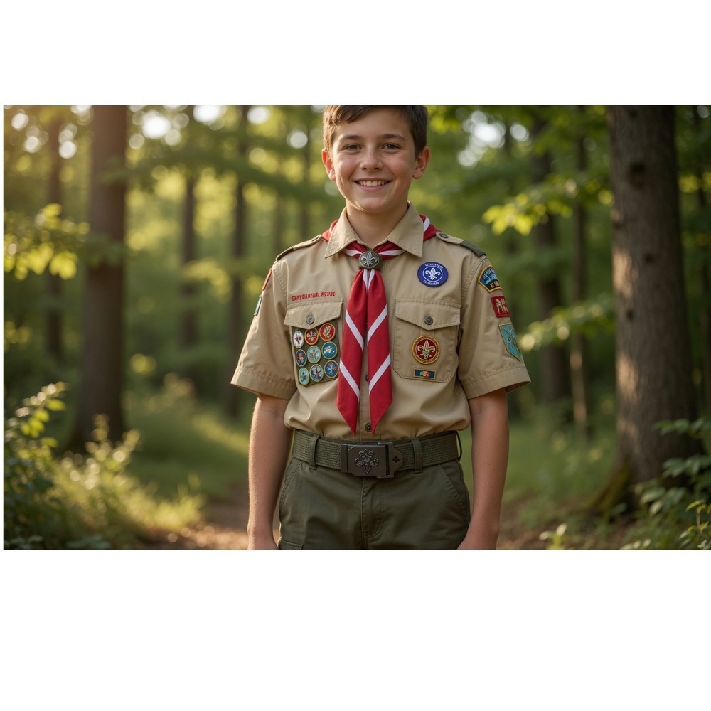 Boy Scouts of America BSA Olive Green Web Uniform Belt Fleur-de-Lis Buckle 31in
